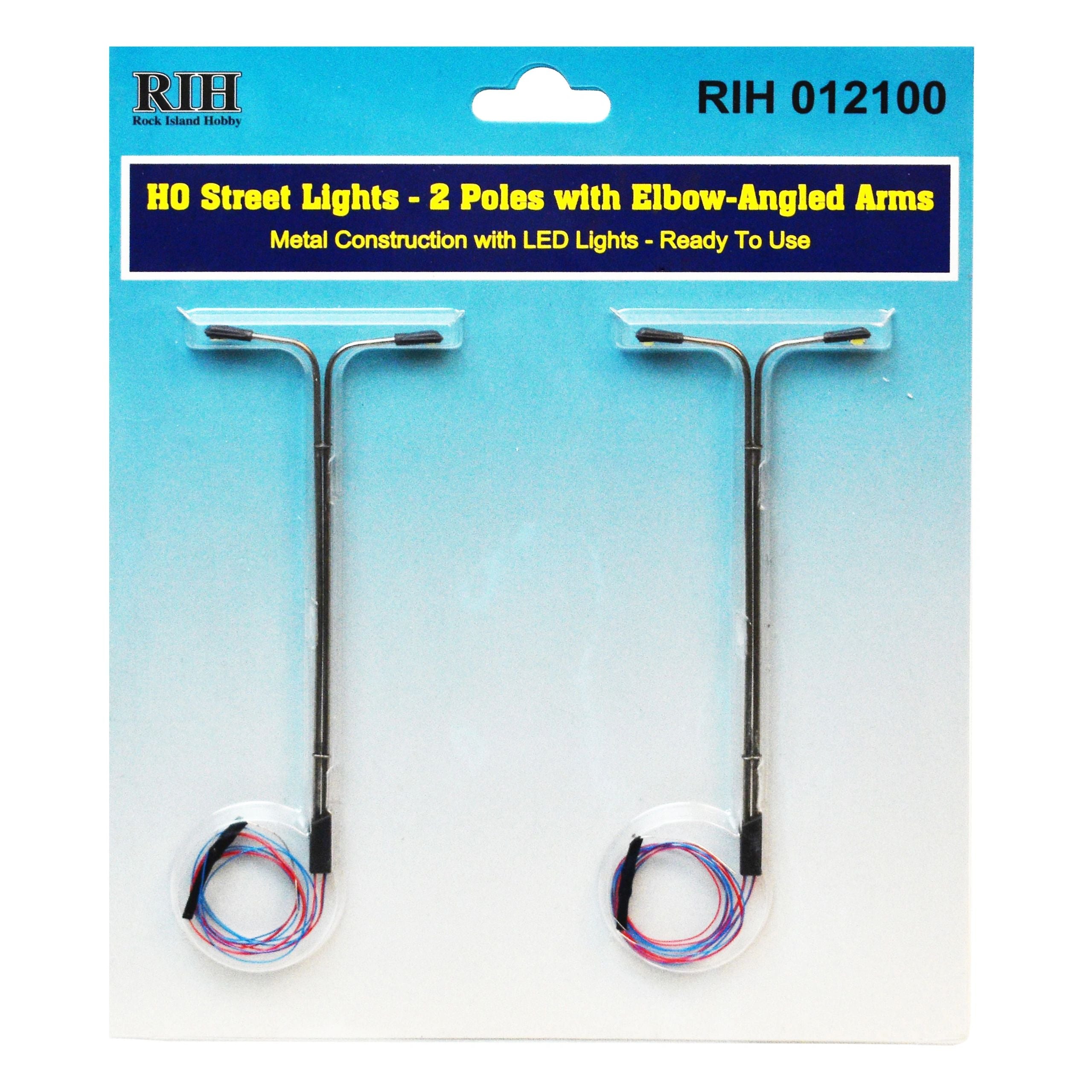 Rock Island Hobby 012100 HOStreet Lightsw/ Pole & Elbow Arms (Pack of 2)