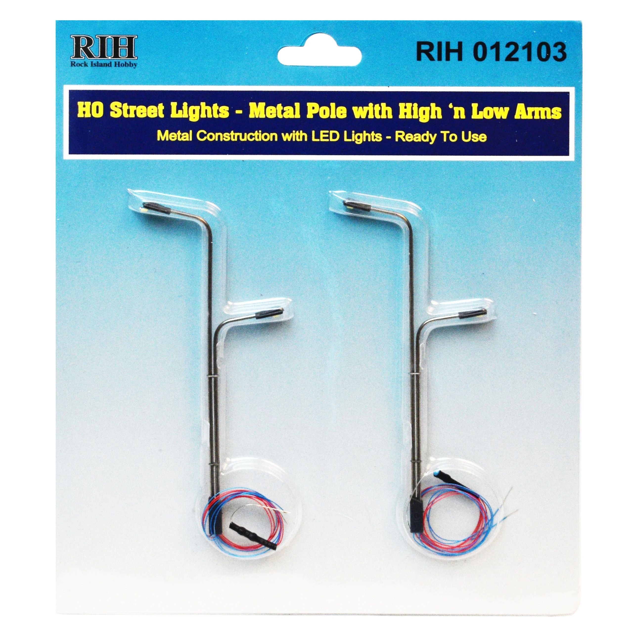 Rock Island Hobby 012103 HO Street Lights w/ High 'n Low Arms (Pack of 2)