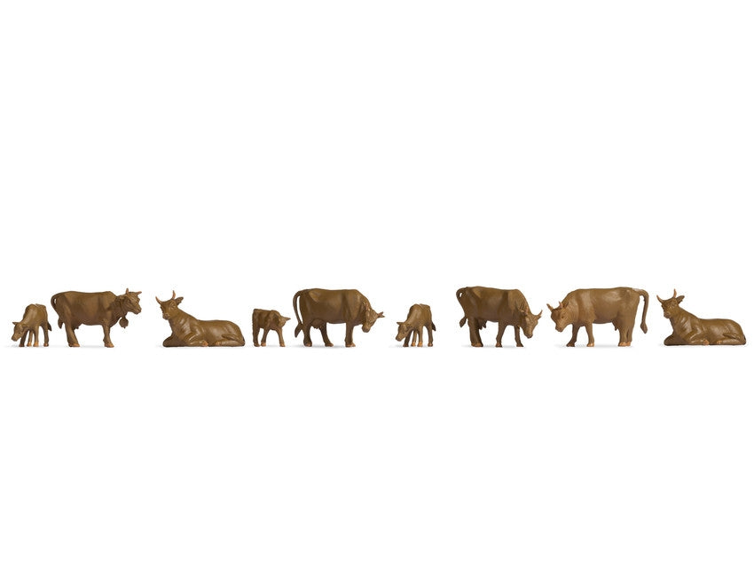 Noch 38216 N Brown Cow Figures (Set of 9)