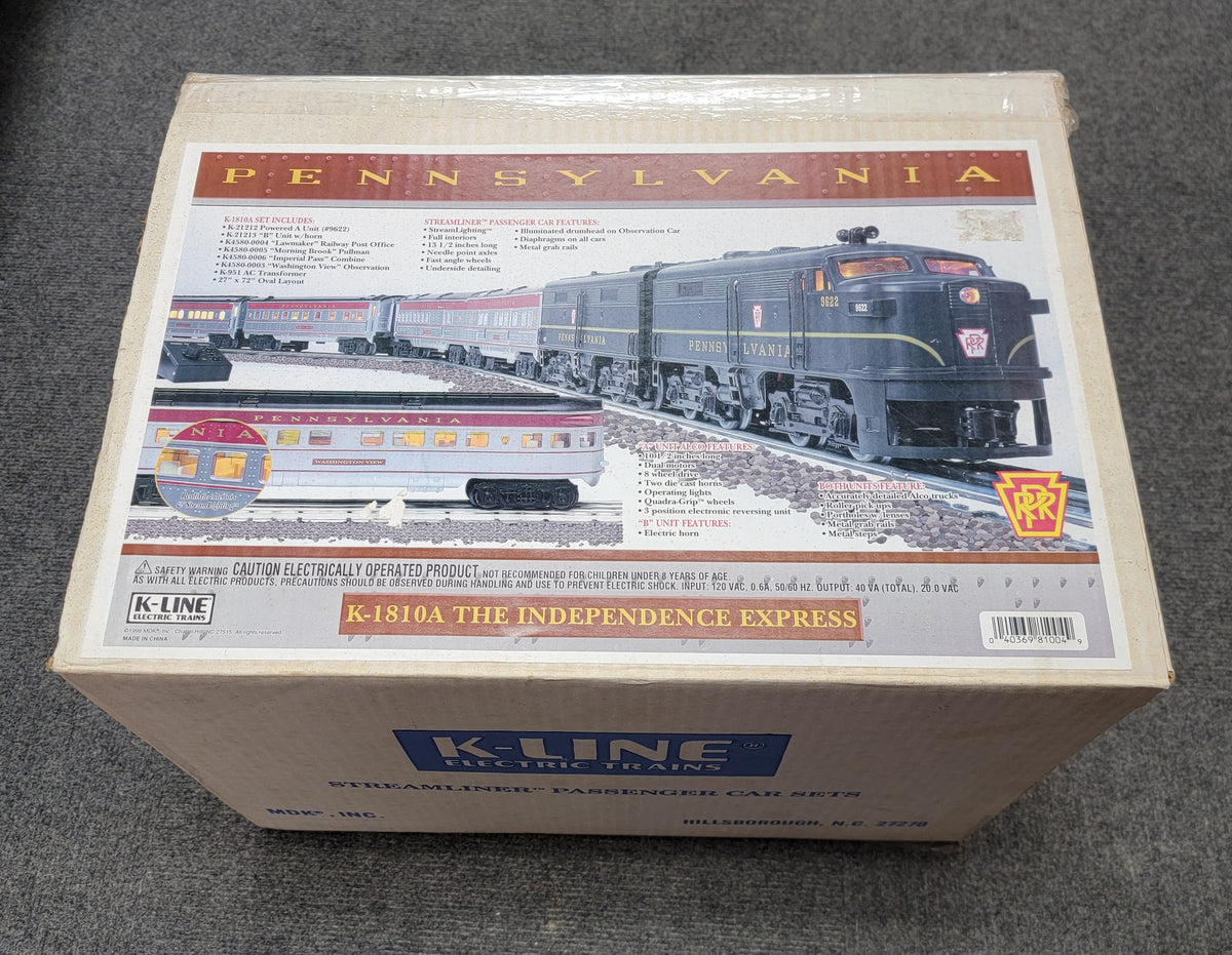 K-Line K-1810A O Gauge Pennsylvania Independence Express Model Train Set