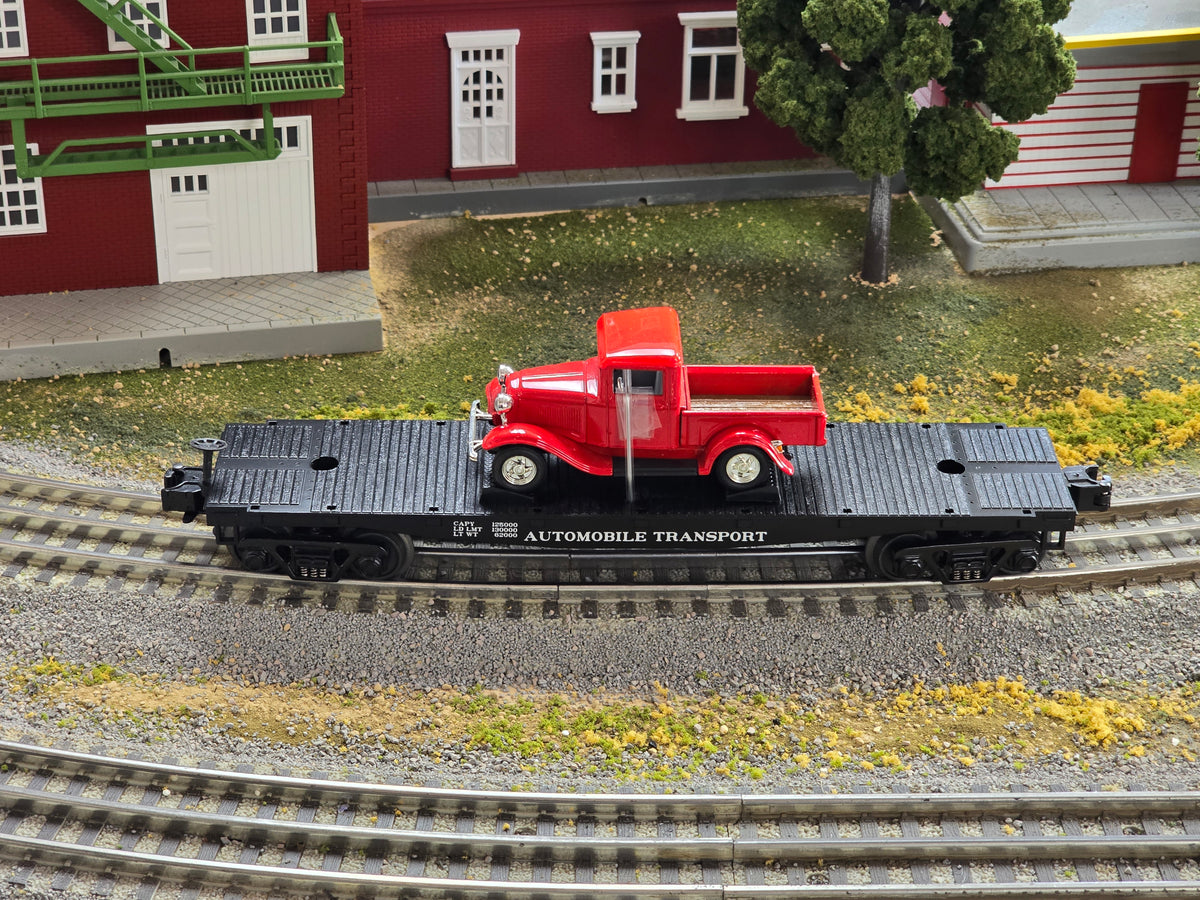 MTH RailKing 30-4145B O Gauge Flatcar with 1932 Red Pickup Truck
