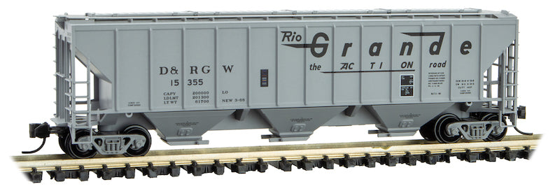 Micro-Trains 09600071 N D&RGW PS-2 3-Bay High Side Covered Hopper #15355