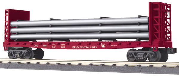 MTH 30-76454 O Gauge CNJ Bulkhead Flat w/Pipe #348