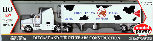 Model Power 23001 1:87 Long Haul w/Refrigerated Trailer Fresh Farms