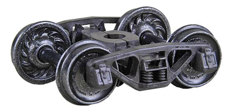 A.S.F. Ride Control 50-Ton Self-Centering HGC Trucks -- Code 110 (.110") 33" Ribbed-Back RP-25 Wheels1 Pair