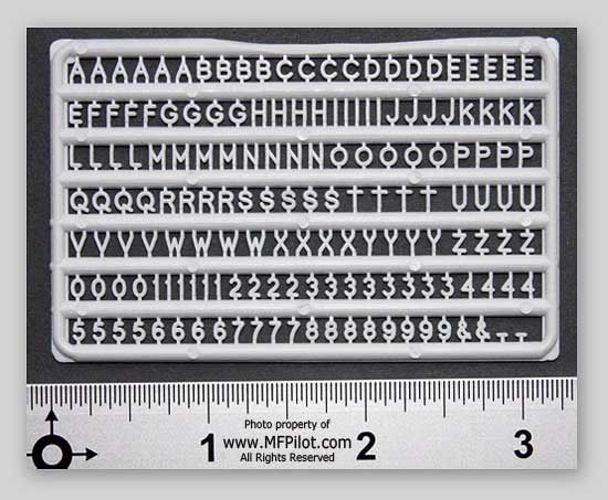 Plastruct 96002 5/32" Plastic Letters & Numbers Set