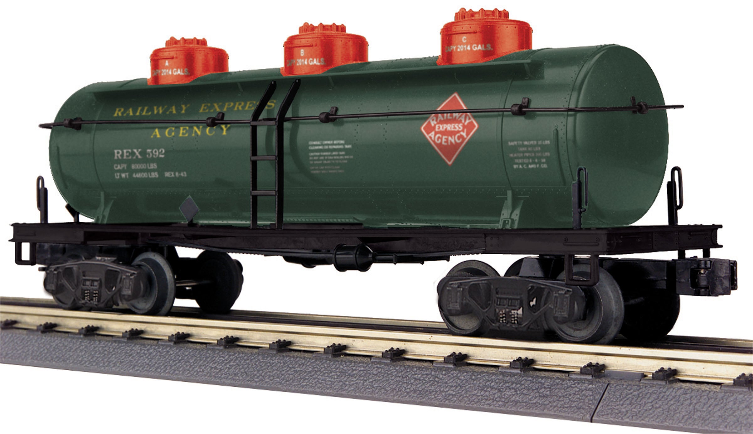 MTH 30-73490 O Railway Express Agency RailKing 3-Dome Tank Car #592