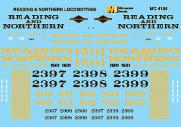 Microscale MC-4185 HO 1992 Reading & Northern Diesel Locomotives Decal Sheet