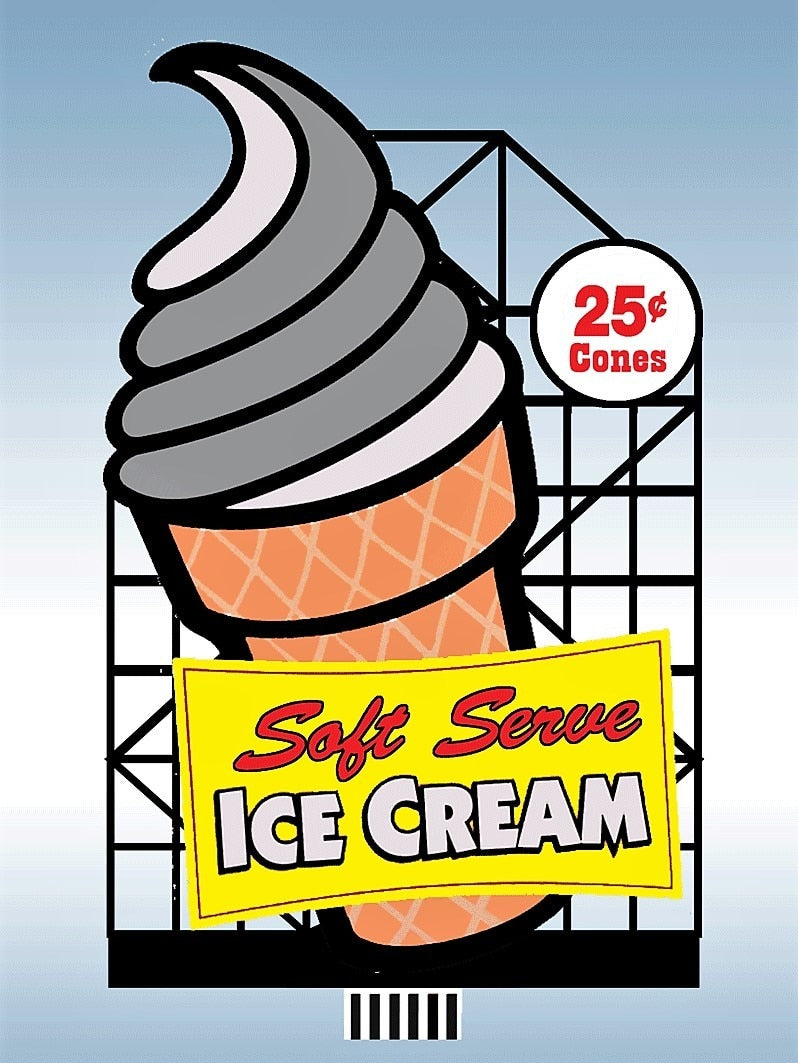 Miller Engineering 443002 N/HO Small Ice Cream Animated Neon Sign Billboard Kit