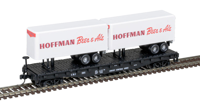 Atlas 50006508 N Hoffman/CNJ Trainman Flat Car with Two Trailers #307