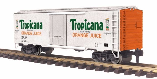 MTH 70-78039 G Scale Tropicana Railking 40 ft Reefer Car with Metal Wheels #728