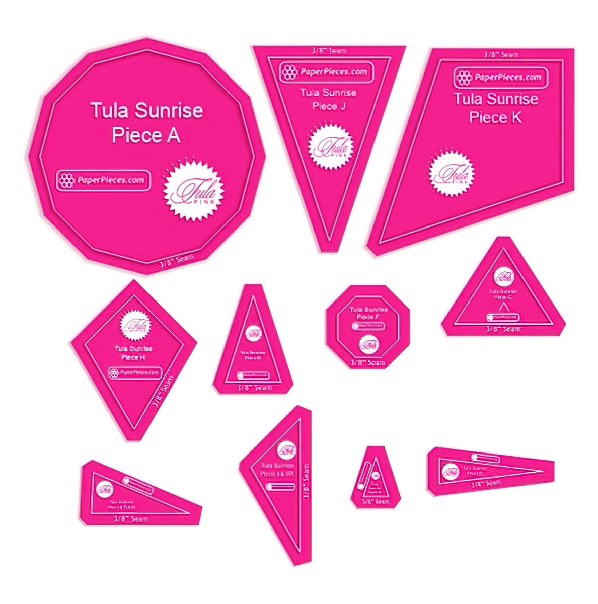 Tula Sunrise 11pc Acrylic Template Set with 3/8in Seam Allowance