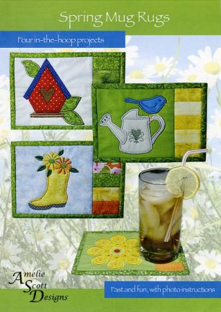 Spring Mug Rugs w/ Embroidery CD by Amelie Scott Designs