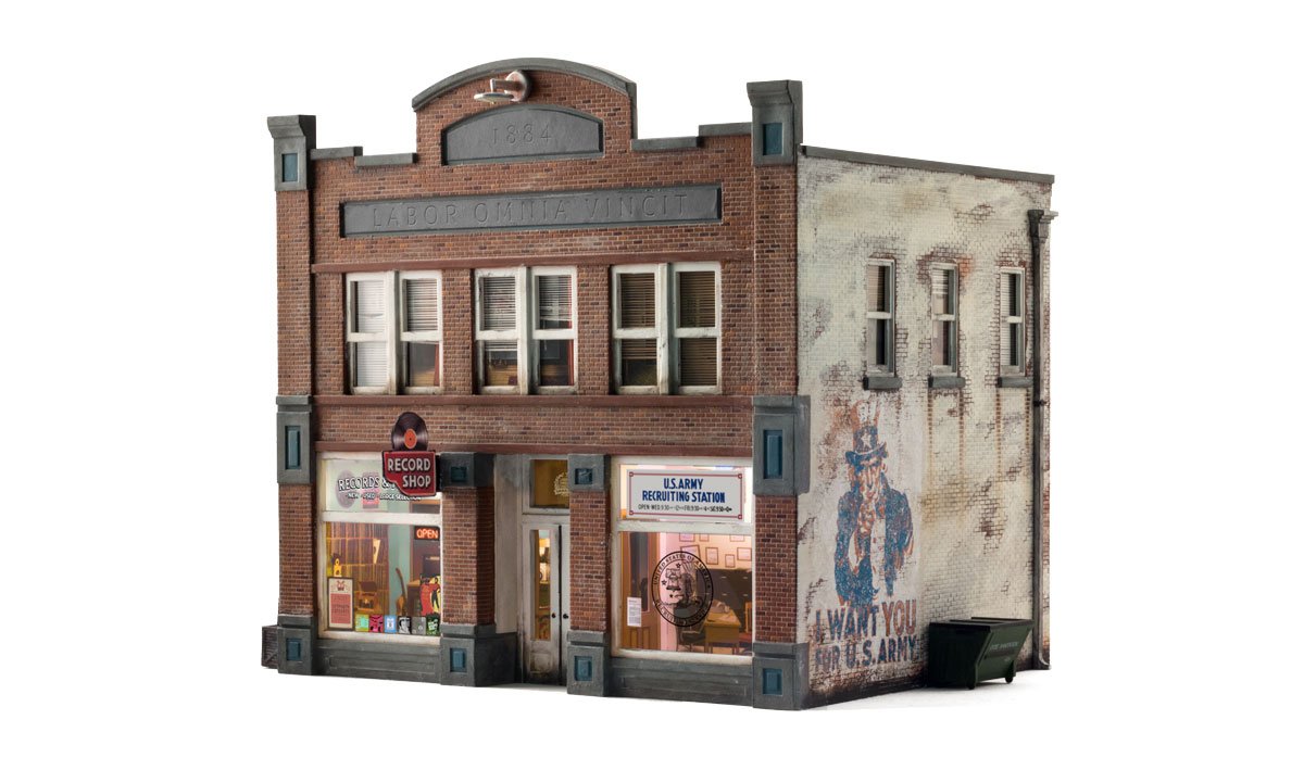 Woodland Scenics BR5067 HO Scale Assembled Records & Recruiting 2-Story Building