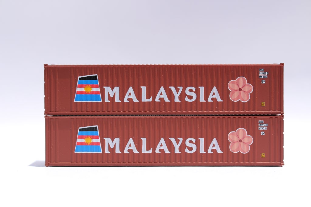 JTC Model Trains 405503 N Malaysia 40' 2-P-44-P-2 Standard Container (Pack of 2)