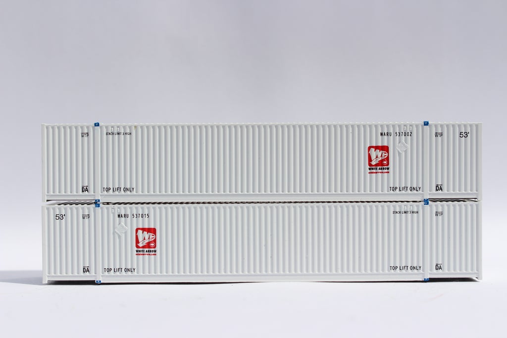 JTC Model Trains 537042 N White Arrow 53' 8-55-8 HC C.S. Container (Pack of 2)