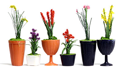 O-SCALE ASSORTED 1-1/2" POTTED FLOWER PLANTS#2/ 6 Pk
