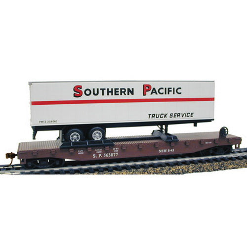 Model Power 98353 HO Southern Pacific 50' Flat W/40' Trailer W/Knuckle Couplers