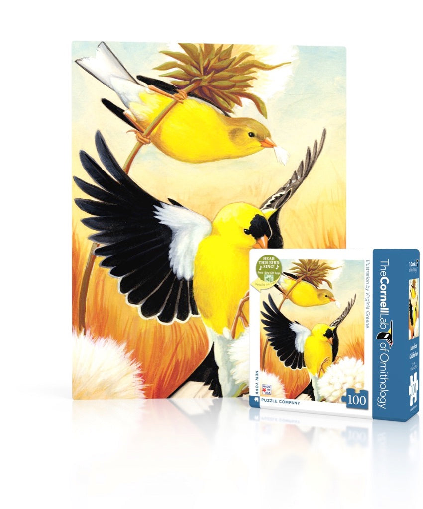 New York Puzzle Company American Goldfinch Mini, 100 Piece Jigsaw Puzzle
