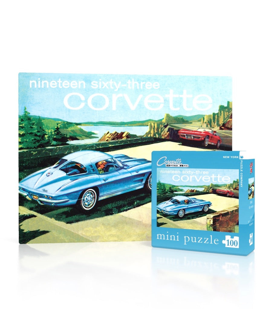 New York Puzzle Company 1963 Corvette Mini, 100 Piece Jigsaw Puzzle