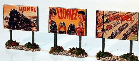 The Ink Well 3 Diecast Road Signs of 1948,1951,1954 Lionel Catalog Covers