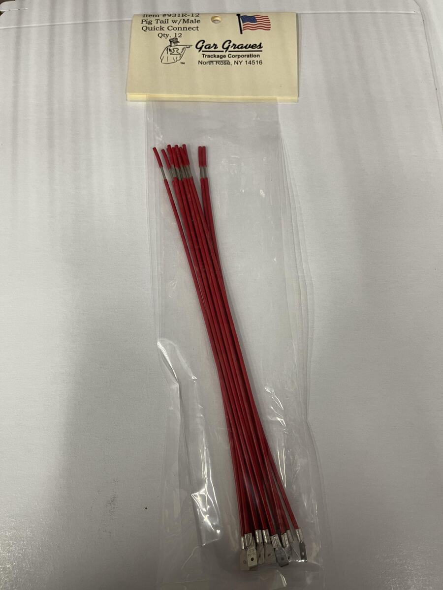 Gargraves 931R-12 O 8" Pigtail 16 AWG Red Wire with Male Spade (Set of 12)