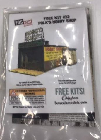 FOS Scale Limited 32 HO Scale Polk's Hobby Shop Building Kit