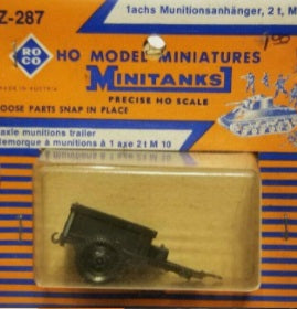 Roco Z-287 1:87 Minitanks 1 Axle Munitions TrailerMunitionsanhanger 2 t, M 10