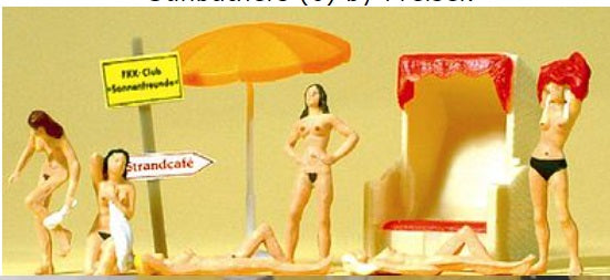 Preiser 0107 HO Nude Sun Bathers Figures (Set of 6)