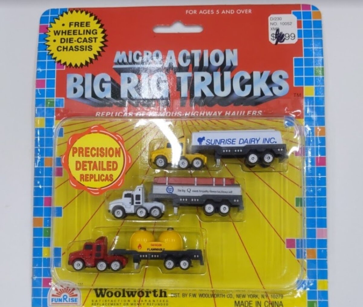 FunRise 10052 Sunrise Dairy Tanks Micro Action Big Rig Trucks (Pack of 3)