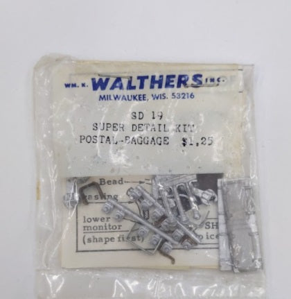 Walthers SD-19 HO Scale Super Detail Kit Postal Baggage