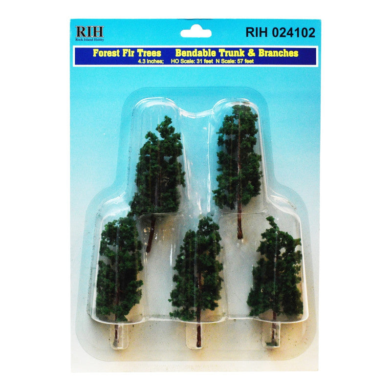 Rock Island Hobby 024102 4.33"Forest Fir Trees (Set of 5)