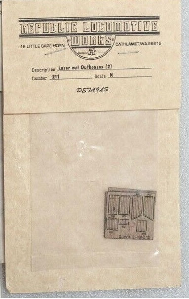 Republic Locomotive Works N Scale211N Laser Cut Outhouse