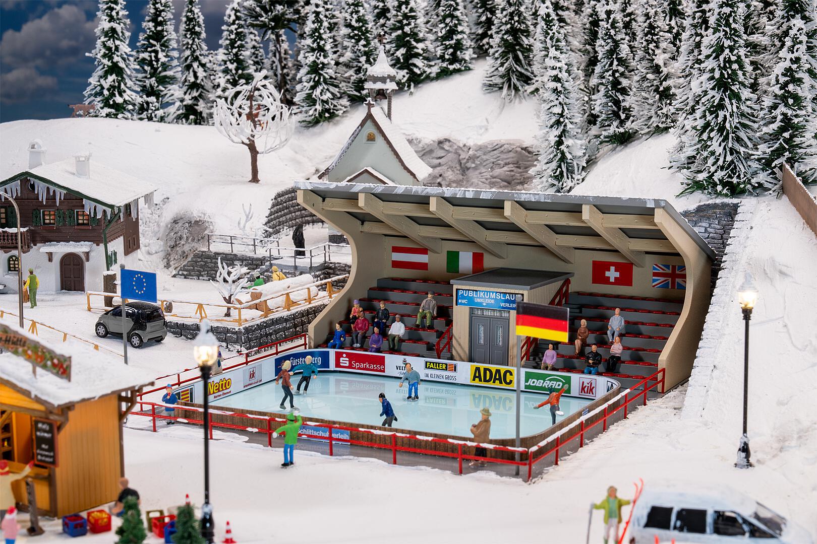 Faller 134005 HO Artificial Ice Rink with Moving Figures Building Kit