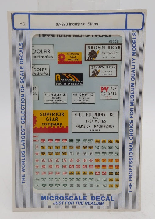 Microscale 87-273 HO Scale Industrial Color Signs Waterslide Decal Sheet