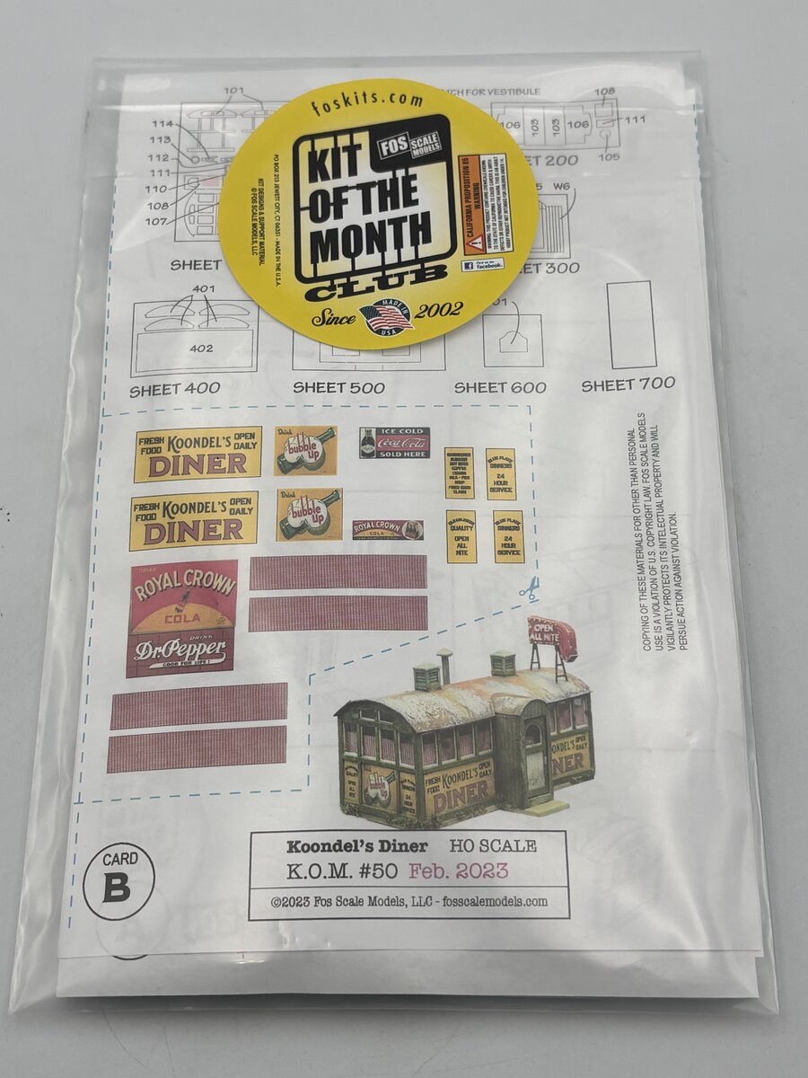 FOS Scale Limited 50 HO Scale Koondel's Diner Build Kit