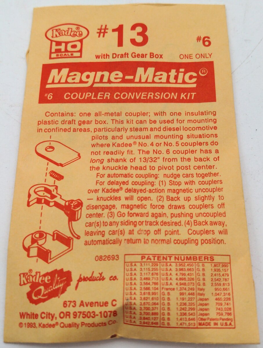 Kadee 13Magne-Matic#6 Coupler Conversion Kit