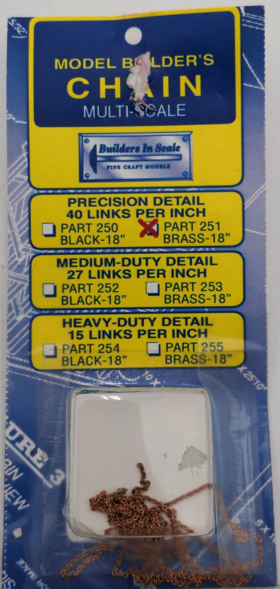 Builders-in-Scale 251 Multi Scale Precision Detail 40 Links 18" Brass Chain