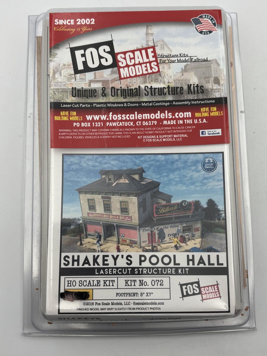 FOS Scale Limited 072 HO Scale Shakey's Pool HallBuilding Laser Cut Kit