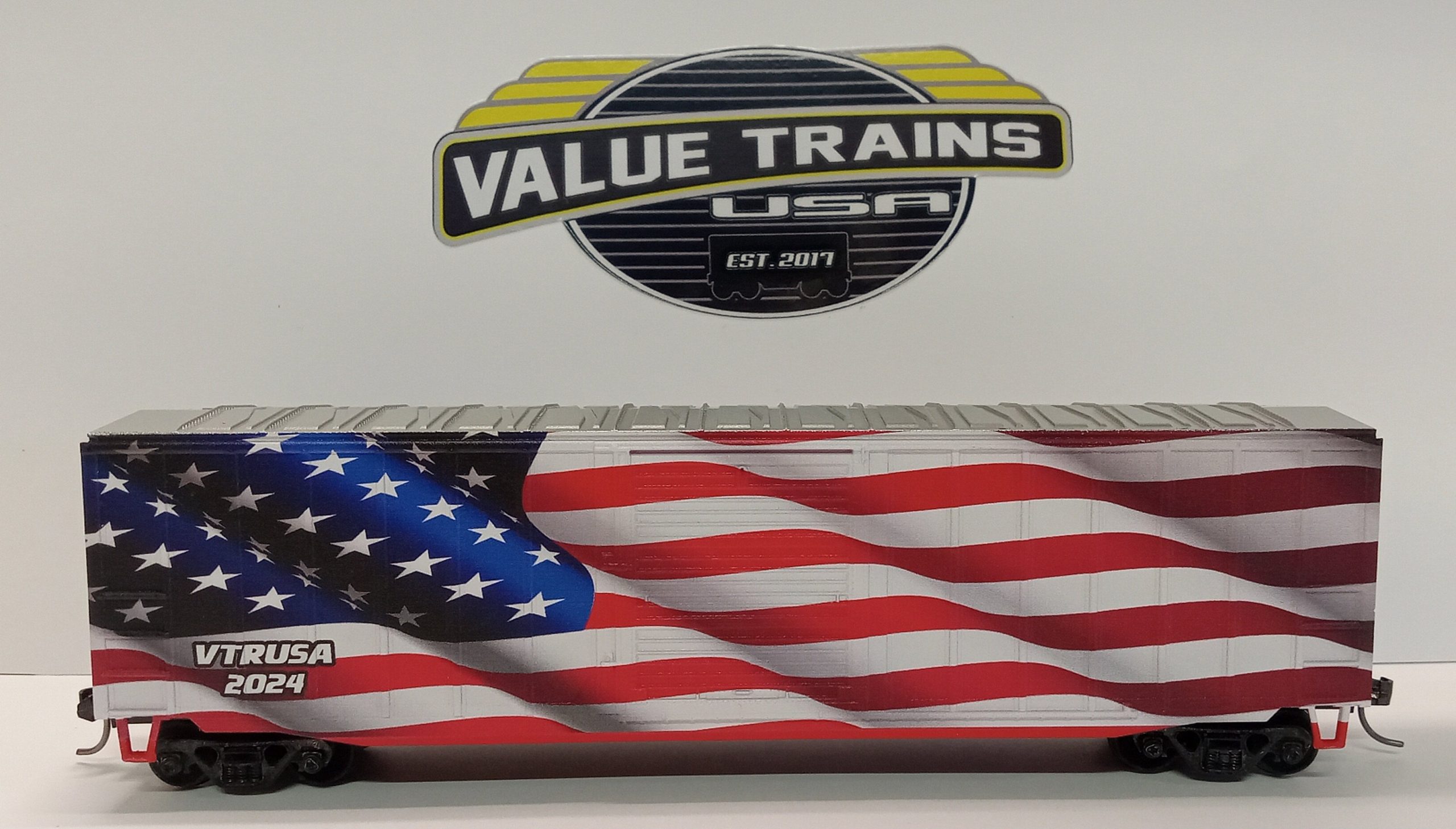 Value Trains USA 10045 HO Waving American Flag Special Edition 50" 6' ACF Boxcar