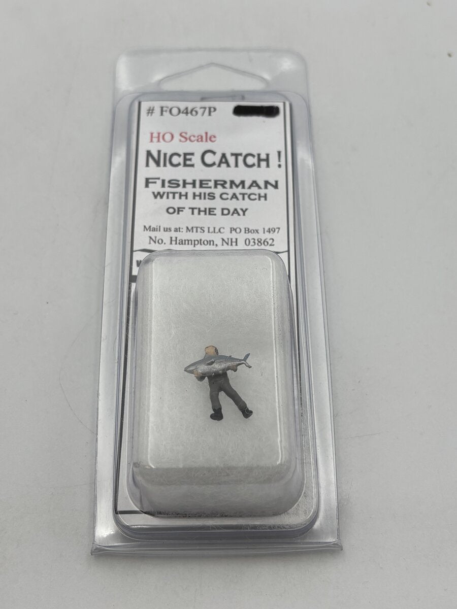 Model Tech Studios FO467P HO Fisherman With His Catch Of The Day Figure