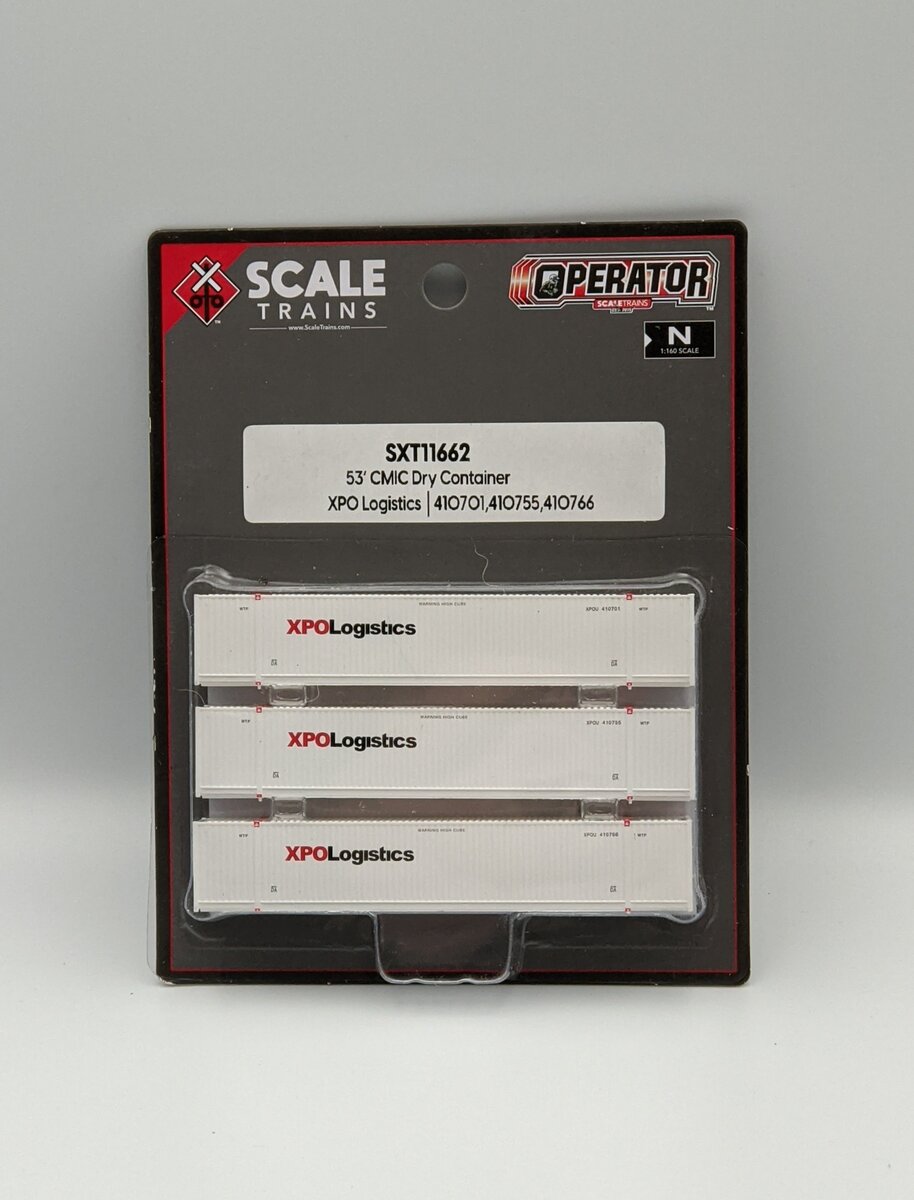 Scale Trains SXT1162 N Scale CMIC 53" Dry Container XPO Logistics 3-Pack