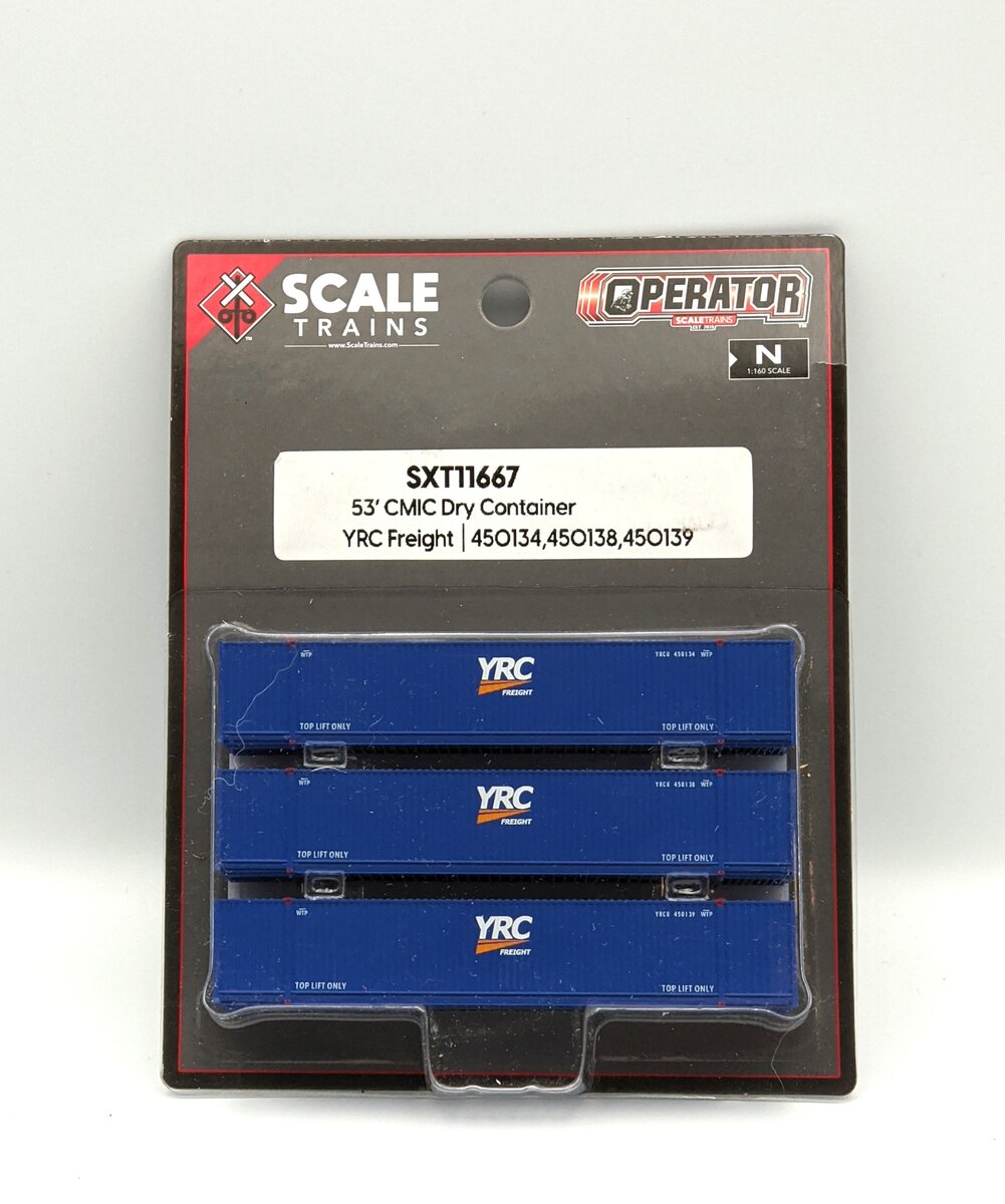 Scale Trains SXT11667 N Scale CMIC 53" Dry Container YRC Freight 3-pack