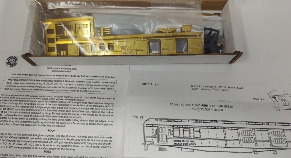 The Bethlehem Car Works 244 HO Scale Maine Central RPO/Baggage Brass Part Kit
