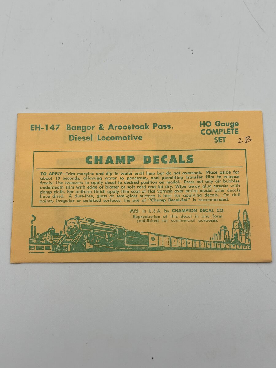 Champ Decals EH-147 HO Bangor & Aroostook Pass. Diesel Locomotive Decal