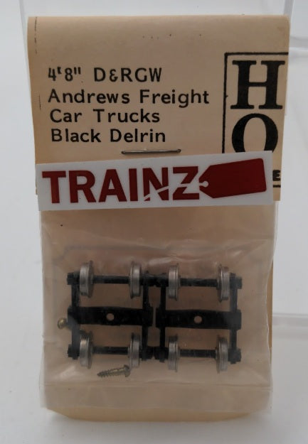 Grandt Line 5145 HO Scale 4' 8" DRGW Andrews Freight Trucks Black Metal Treads