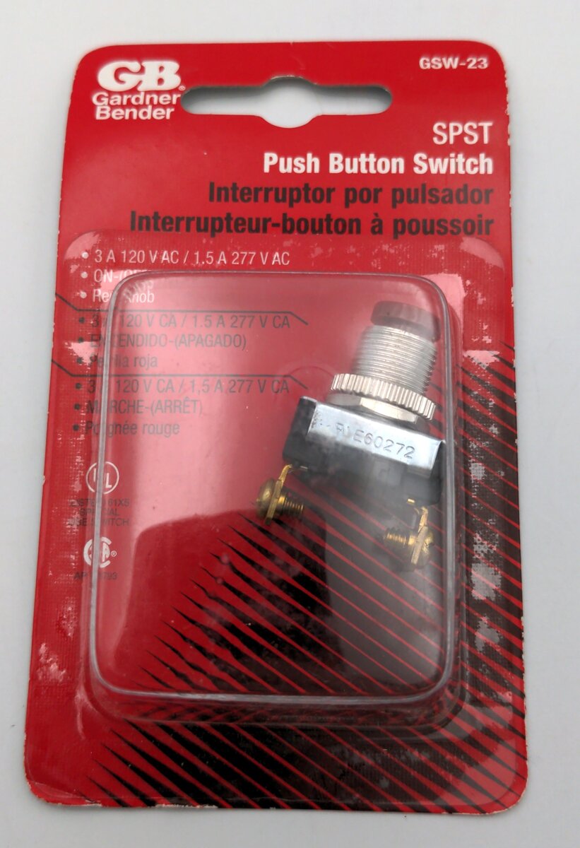 Gardner Bender GWS-23 SPST Push Button Switch