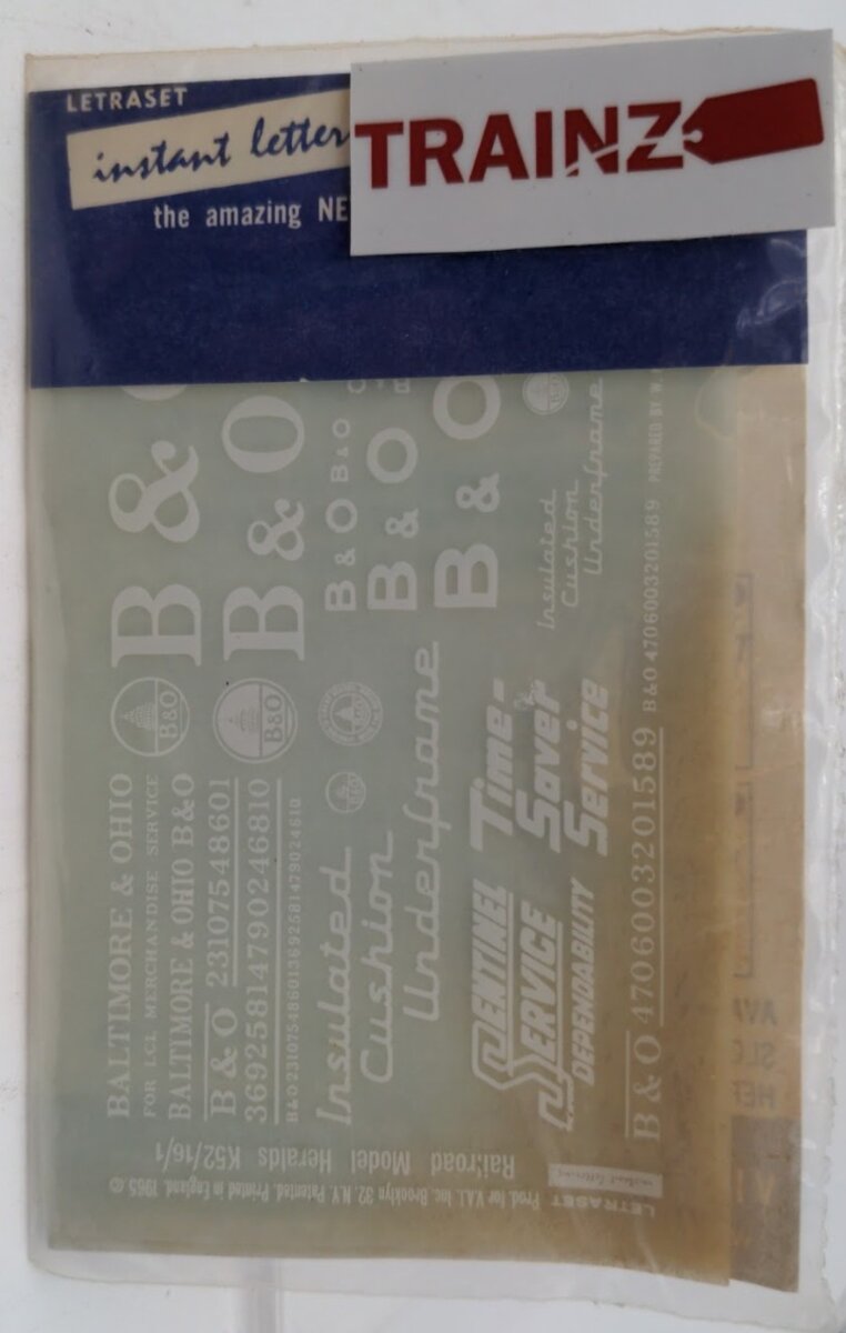 Visual Art Industries, INC. K52/16/1 LetraSet White Railroad Model Heralds Decal