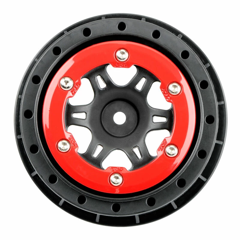 Pro-Line Racing 1/10 Split Six Front 2.2″/3.0″ 12mm Short Course Wheels (2) Red/Blk for Tires & Wheels