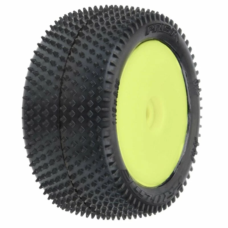 Pro-Line Racing 1/18 Prism Rear Carpet Mini-B Tires Mounted 8mm Yellow Wheels (2) for Tires & Wheels